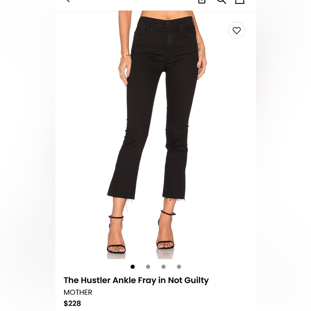 MOTHER The Hustler Ankle Fray - Black Cropped Ankle Jeans with Raw Hem
